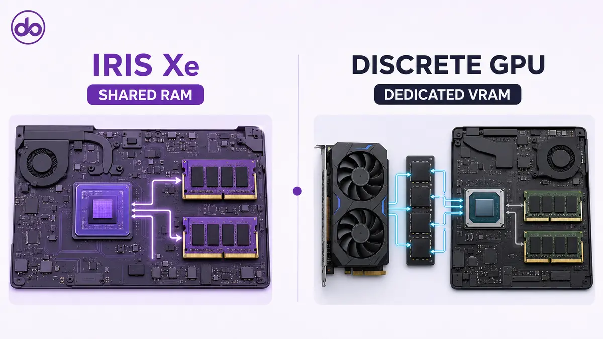 تفاوت حافظه اشتراکی Iris Xe با VRAM کارت گرافیک مجزا