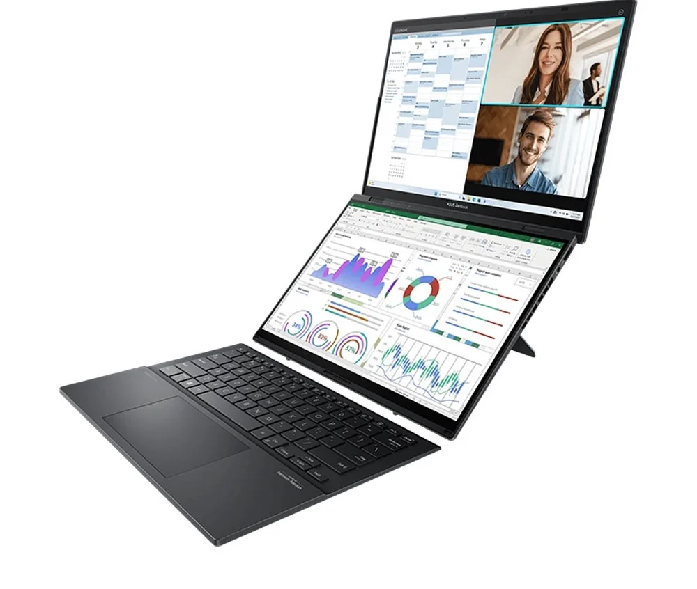 لپ تاپ 14 اینچی لمسی ایسوس مدل Zenbook Duo UX8406CA Ultra 9 285H 32GB 2TB SSD Intel ARC 3K OLED Touch Laptop