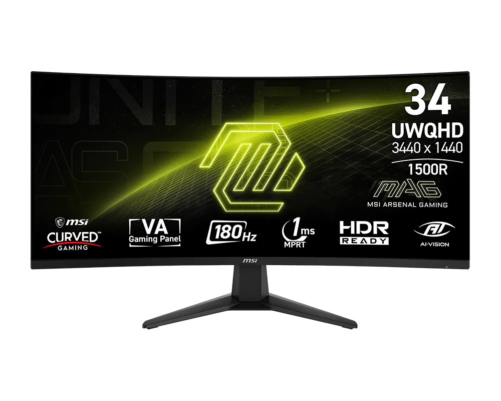 مانیتور گیمینگ 34 اینچی ام اس آی مدل MSI MAG 346CQ UWQHD 180Hz Curved