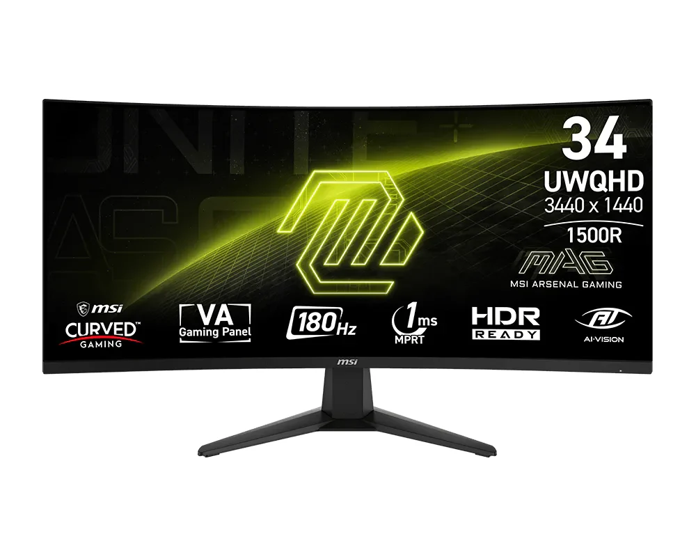 مانیتور گیمینگ 34 اینچی ام اس آی مدل MSI MAG 346CQ UWQHD 180Hz Curved